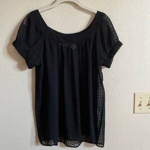 DKNY BLACK PUFF SLEEVE TOP